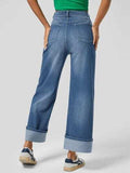 High Rise Rolled Straight Leg Jeans - Trendsi - Flyclothing LLC