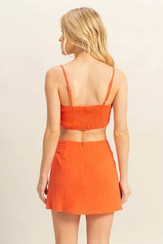 HYFVE Ruched Bra Top and Mini Skirt Set - Trendsi - Flyclothing LLC