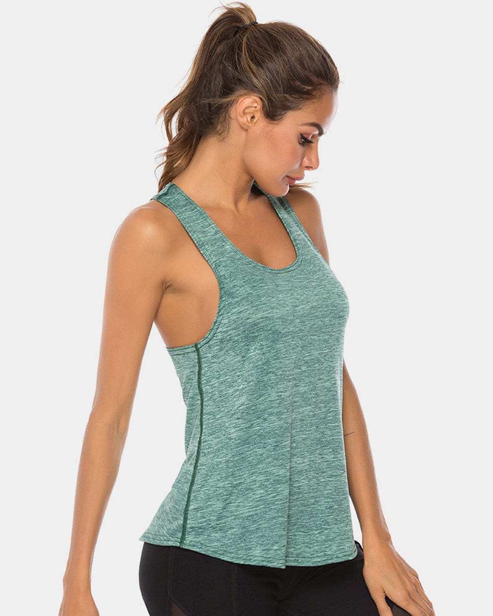 Full Size Scoop Neck Wide Strap Active Tank - Trendsi - Flyclothing LLC