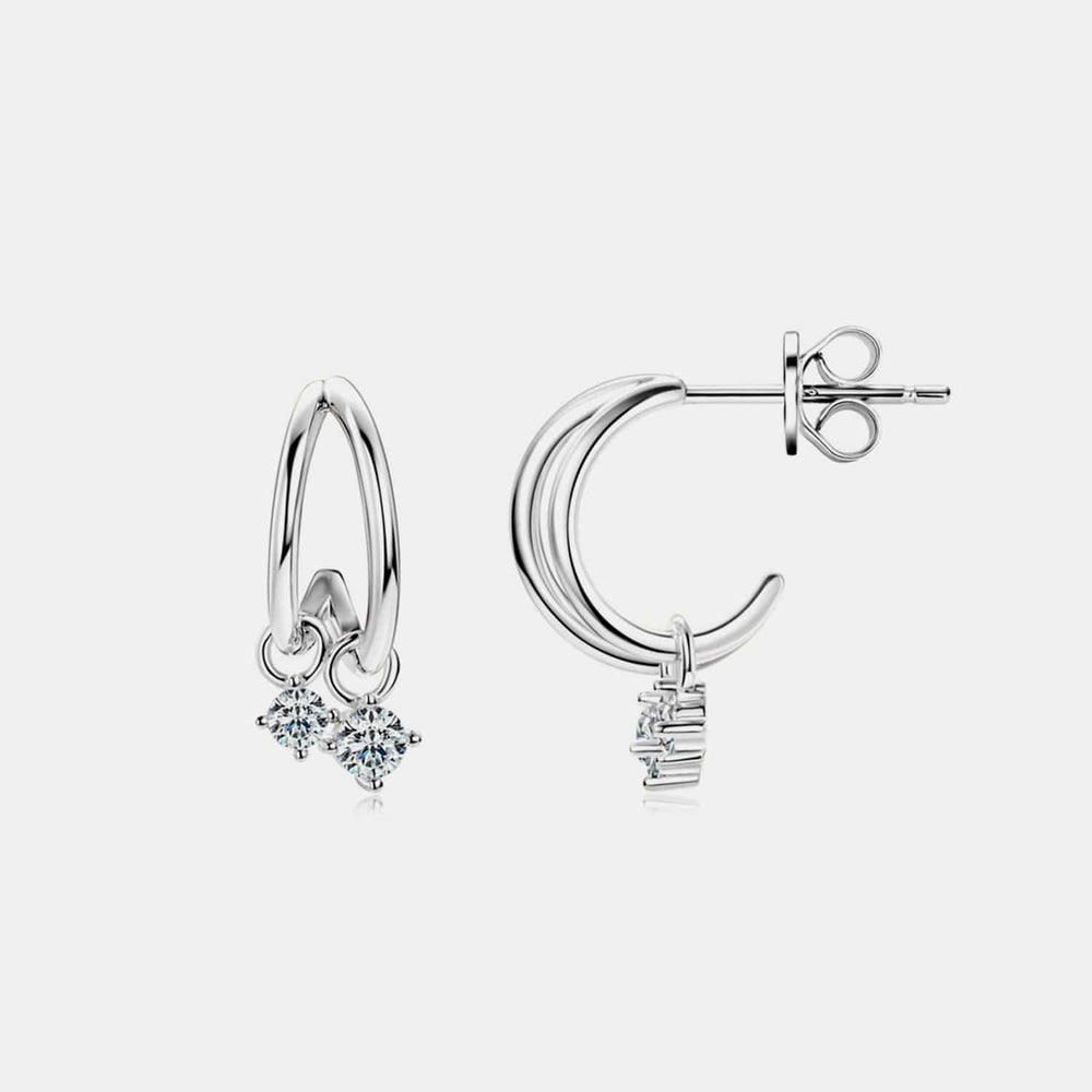 925 Sterling Silver Moissanite C-Hoop Earrings - Trendsi - Flyclothing LLC