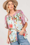 SAGE+FIG Plus Size Floral Mineral Wash French Terry Button Up Shirt - Trendsi - Flyclothing LLC