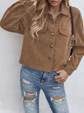 Button Up Dropped Shoulder Long Sleeve Jacket - Trendsi - Flyclothing LLC
