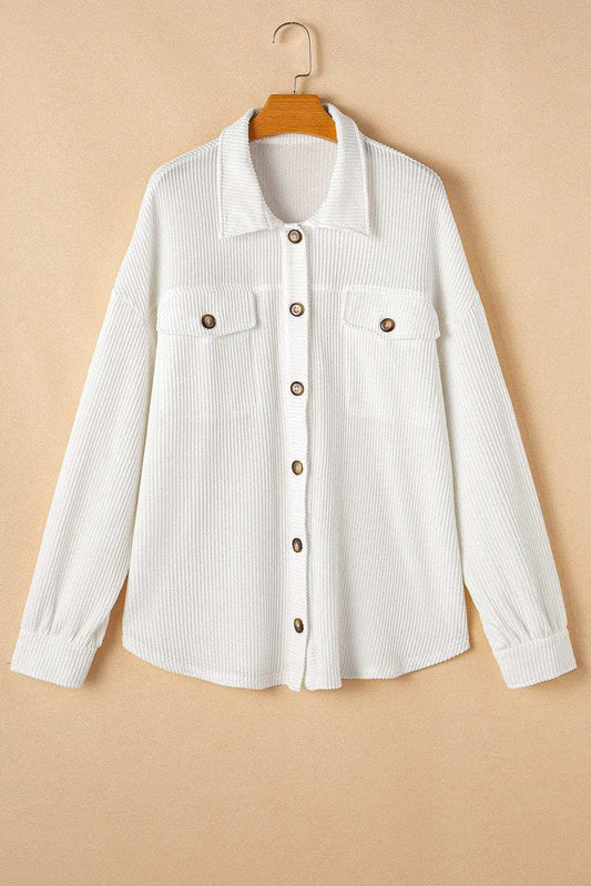 Plus Size Button Up Long Sleeve Jacket - Trendsi - Flyclothing LLC