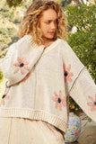 POL V-Neck Floral Pattern Chenille Sweater - Trendsi - Flyclothing LLC