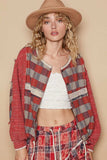 POL Round Neck Long Sleeve Plaid Shirt - Trendsi - Flyclothing LLC