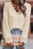 Lace Detail V-Neck Long Sleeve T-Shirt - Trendsi - Flyclothing LLC