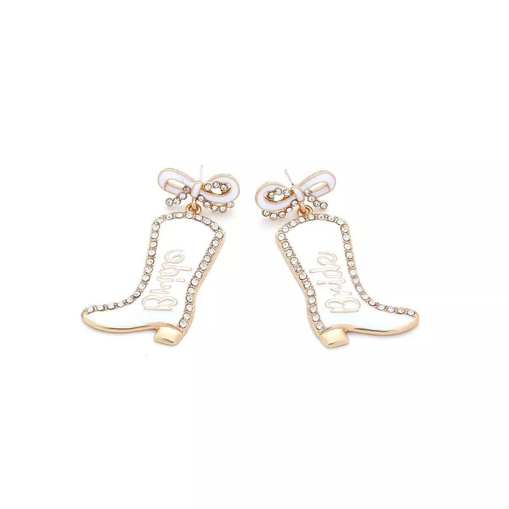 Cowgirl Boot Dangle Earrings with Bow - Trendsi - Flyclothing LLC