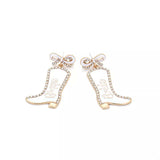 Cowgirl Boot Dangle Earrings with Bow - Trendsi - Flyclothing LLC