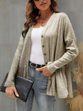 Ruffled Button Up Long Sleeve Cardigan - Trendsi - Flyclothing LLC