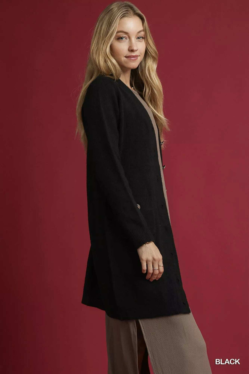 Umgee Button-Down Longline Sweater Cardigan with Front Pockets - Trendsi - Flyclothing LLC