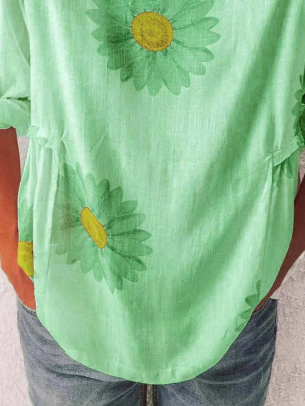 Full Size Flower Round Neck Half Sleeve T-Shirt Plus Size - Trendsi - Flyclothing LLC