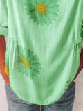 Full Size Flower Round Neck Half Sleeve T-Shirt Plus Size - Trendsi - Flyclothing LLC