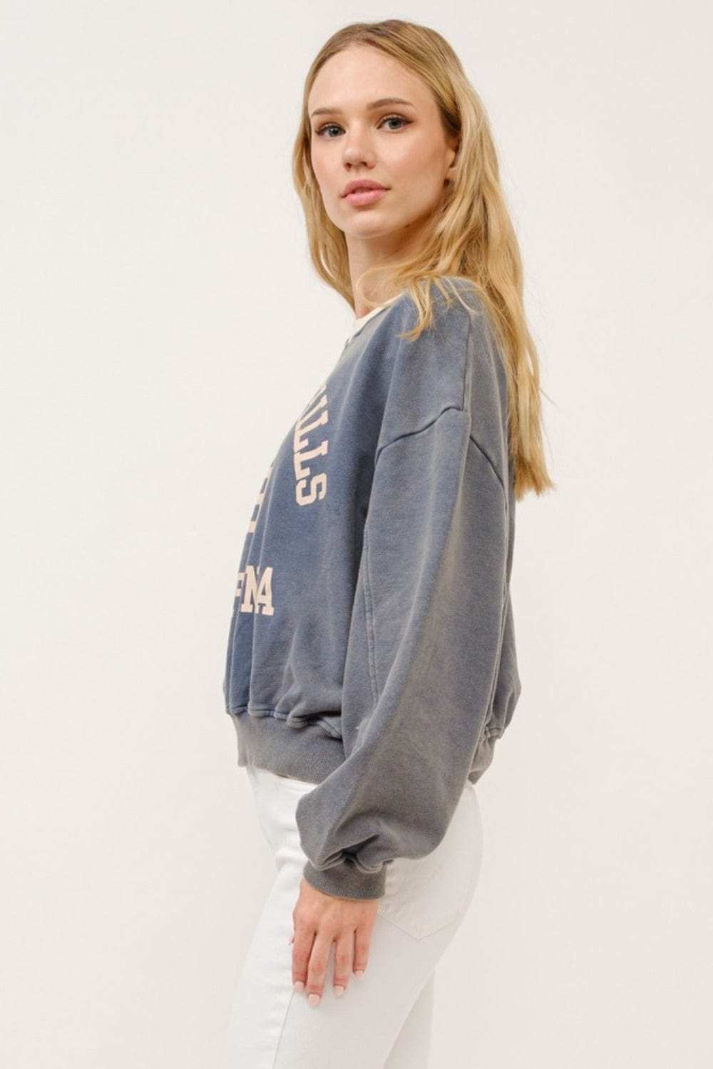 And The Why BEVERLY HILLS 92 CALIFORNIA Contrast Crop Sweatshirt - Trendsi - Flyclothing LLC