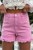 Raw Hem High Waist Denim Shorts - Trendsi - Flyclothing LLC