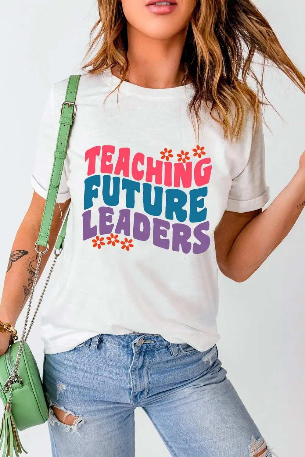 Letter Graphic Round Neck Short Sleeve T-Shirt - Trendsi - Flyclothing LLC