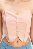 HYFVE Buttoned Front Strapless Knit Bustier Top - Trendsi - Flyclothing LLC