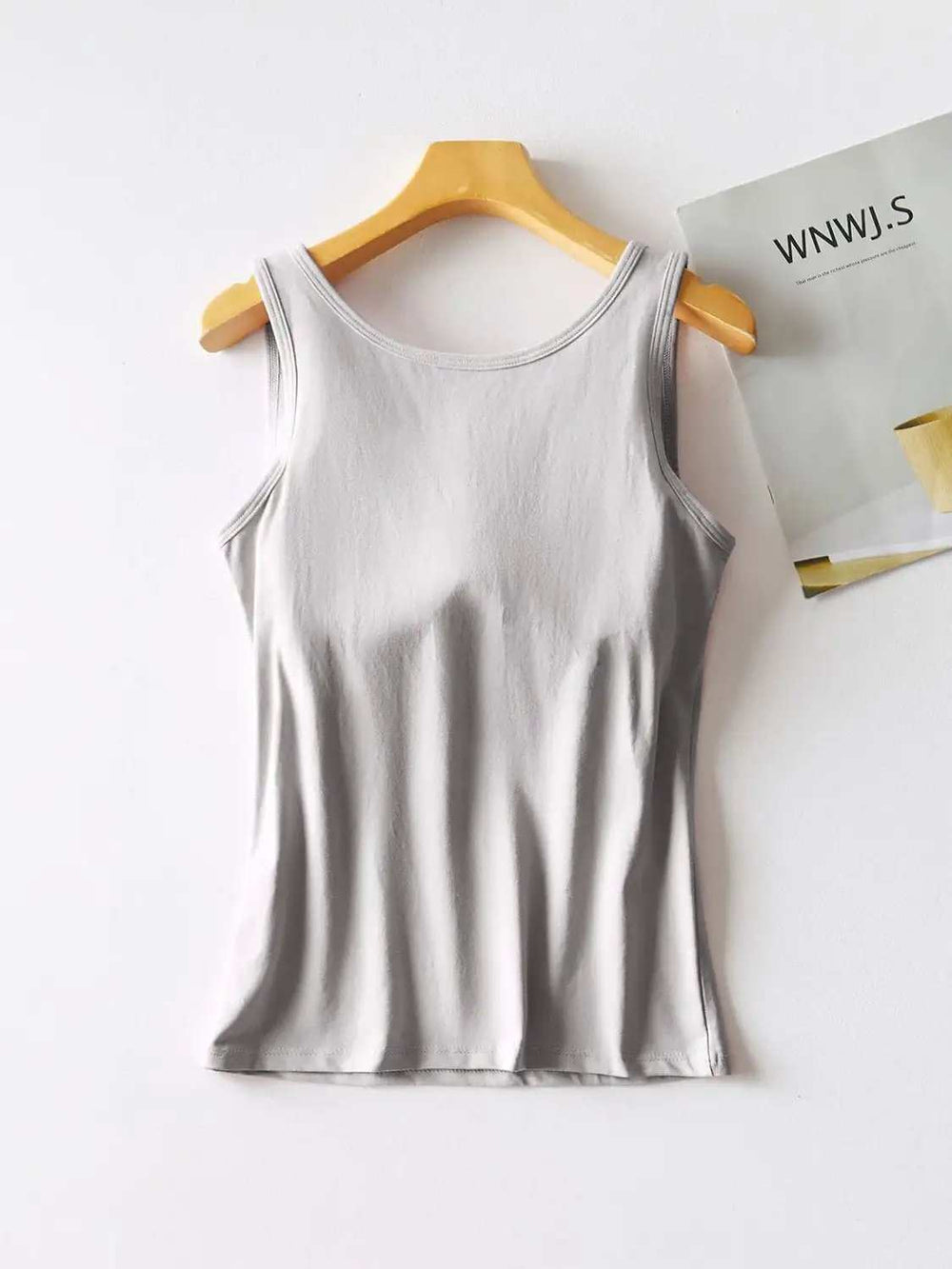 Round Neck Tank with Bra - Trendsi - Flyclothing LLC