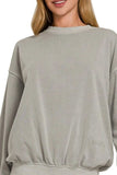 Zenana Soft Fleece Pigment Dye Round-neck Sweatshirts - Trendsi - Flyclothing LLC