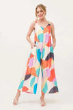 And The Why Tied Shoulder Straps Wide-Leg Geo Print Jumpsuit - Trendsi - Flyclothing LLC