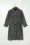 Distressed Collared Neck Flounce Sleeve Denim Dress - Trendsi - Flyclothing LLC