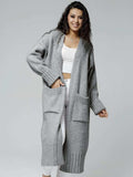 Pocketed Open Front Dropped Shoulder Cardigan - Trendsi - Flyclothing LLC