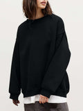 Round Neck Dropped Shoulder Long Sleeve Sweatshirt - Trendsi - Flyclothing LLC