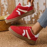Contrast Round Toe Platform Sneakers - Trendsi - Flyclothing LLC