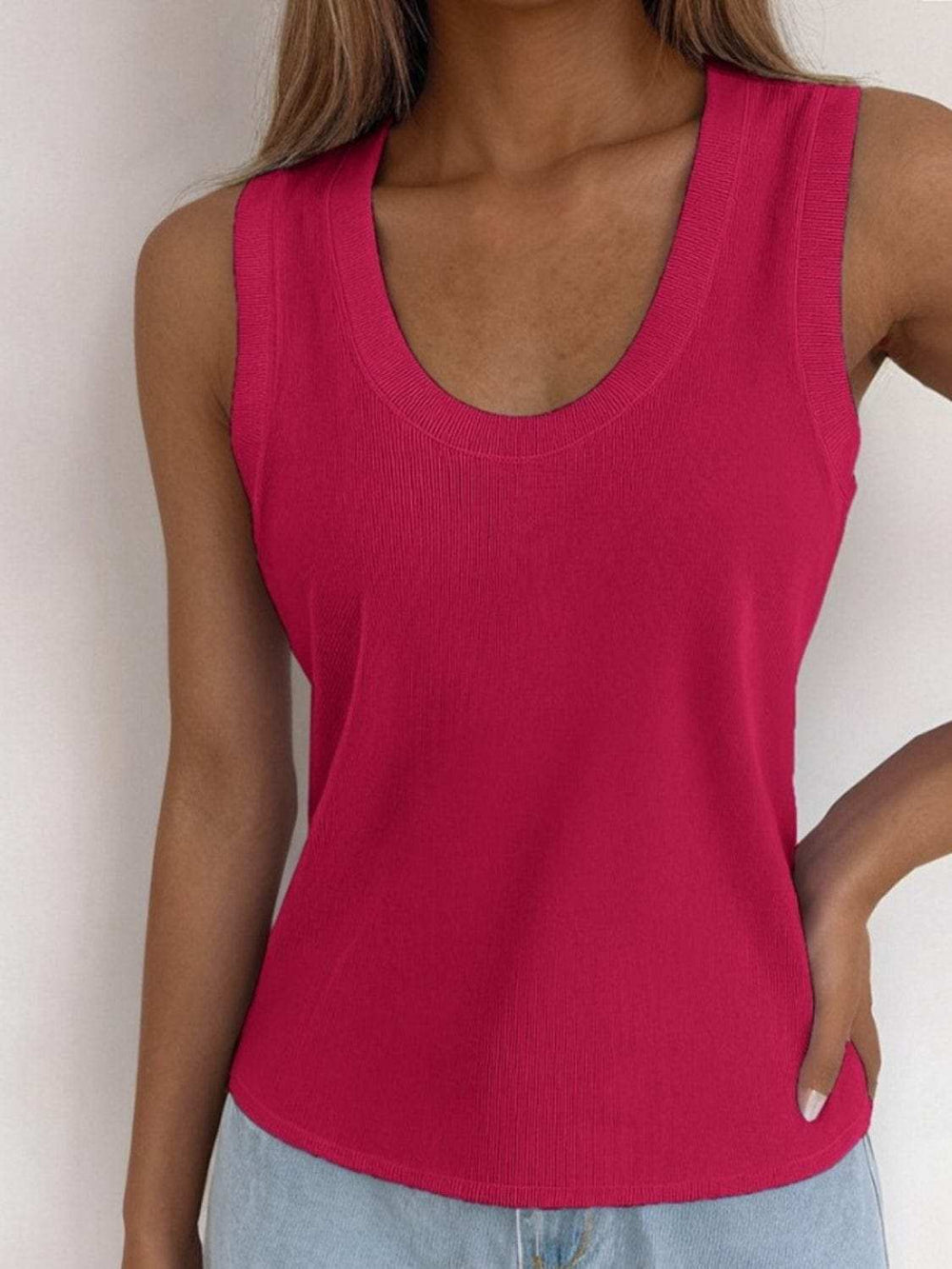 Solid Scoop Neck Tank - Trendsi - Flyclothing LLC