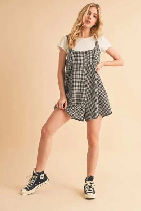 Aemi+Co Plaid Square Neck Romper - Trendsi - Flyclothing LLC