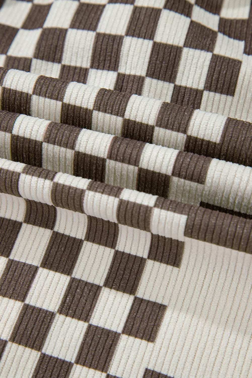 Plus Size Checkered Button Up Long Sleeve Jacket - Trendsi - Flyclothing LLC