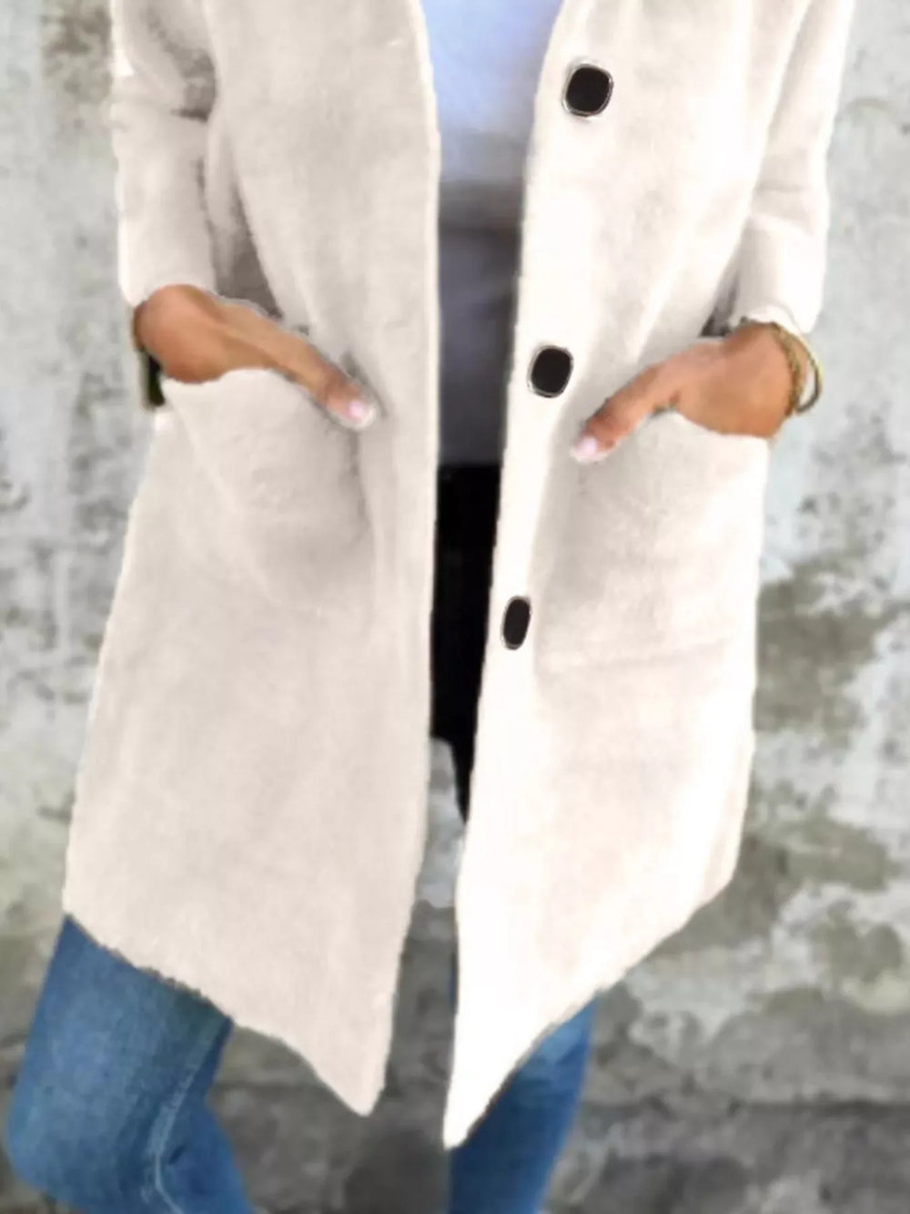 Full Size Button-Down Long Sleeve Longline Coat Plus Size - Trendsi - Flyclothing LLC