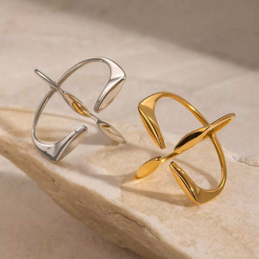 Stainless Steel Crisscross Open Ring - Trendsi - Flyclothing LLC