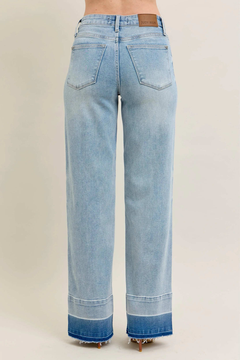 Judy Blue Full Size Mr Release Hem Wide Leg Jeans Plus Size - Trendsi - Flyclothing LLC