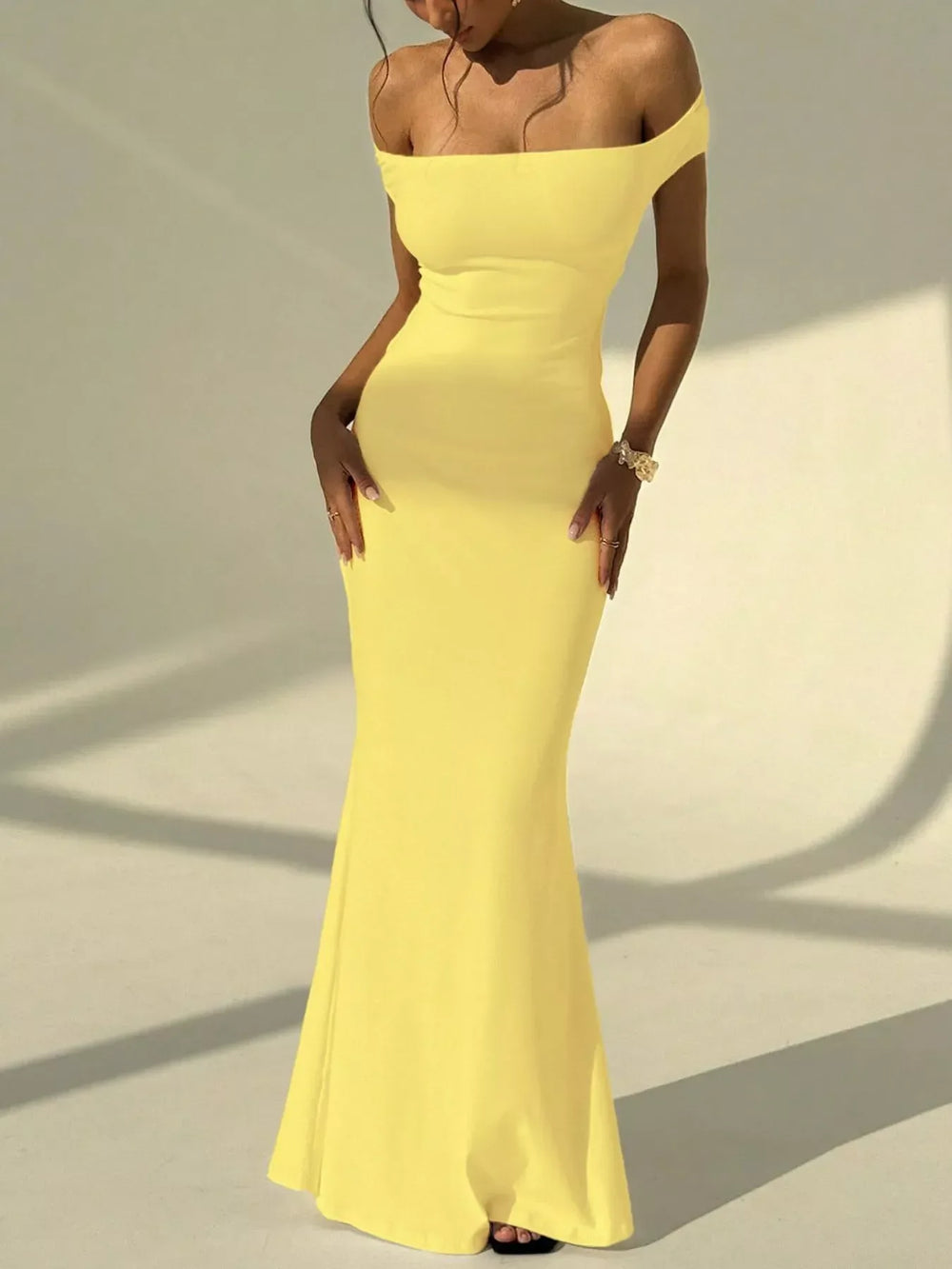 Backless Off-Shoulder Bodycon Mermaid Maxi Dress - Trendsi - Flyclothing LLC