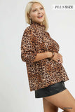 Umgee Full Size Leopard Print Ruffle Neck Blouse Plus Size - Trendsi - Flyclothing LLC