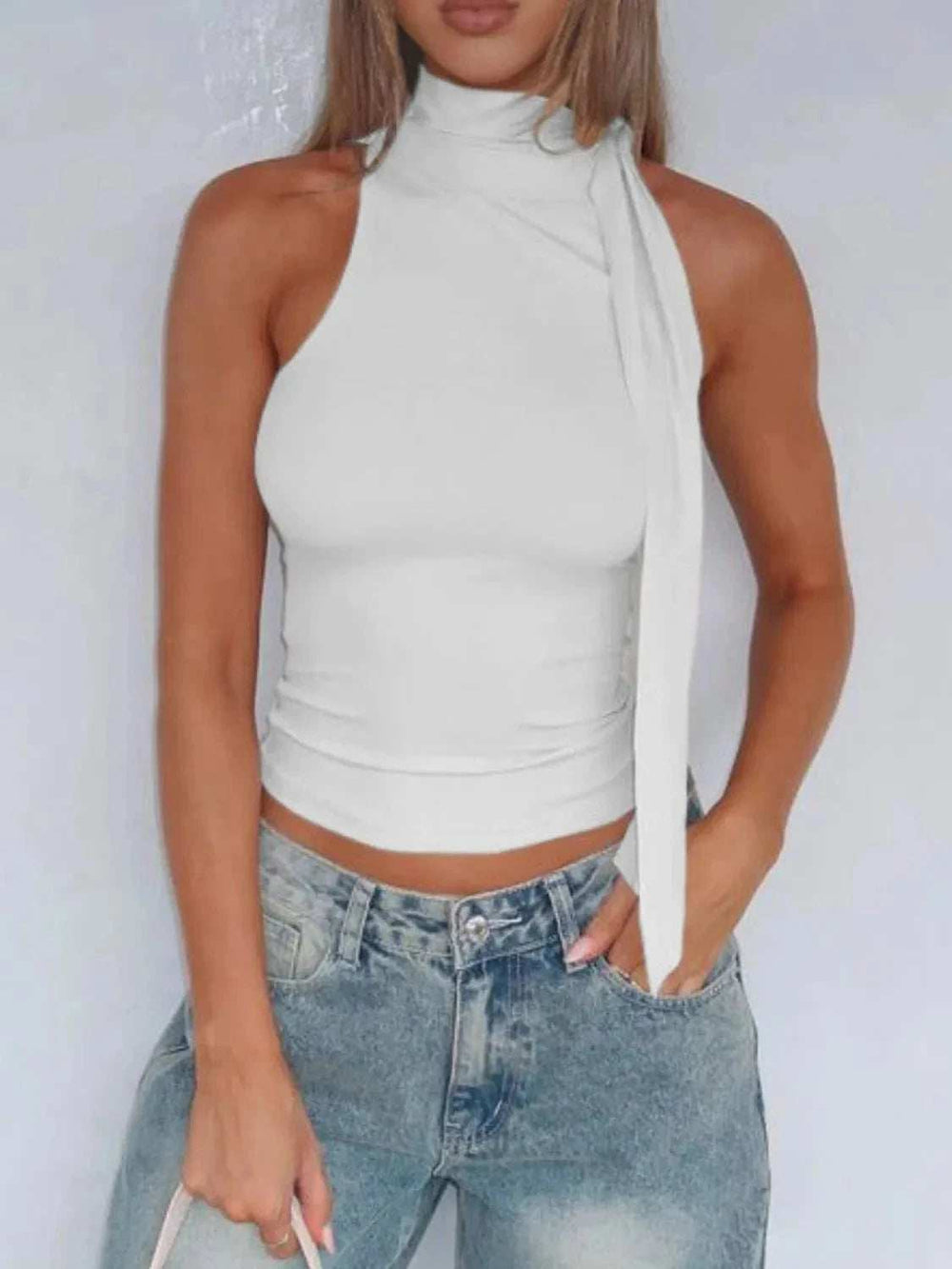 Tied Solid Color Cami - Trendsi - Flyclothing LLC