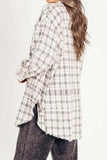 Exposed Seam Plaid Collared Neck Long Sleeve Shirt - Trendsi - Flyclothing LLC