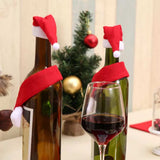 2 Piece Christmas Wine Bottle Santa Hat & Scarf Decorative Covers - Trendsi - Flyclothing LLC