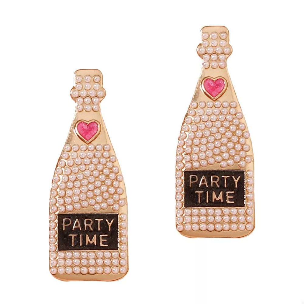 Champagne Bottle Pearl Earrings - Trendsi - Flyclothing LLC