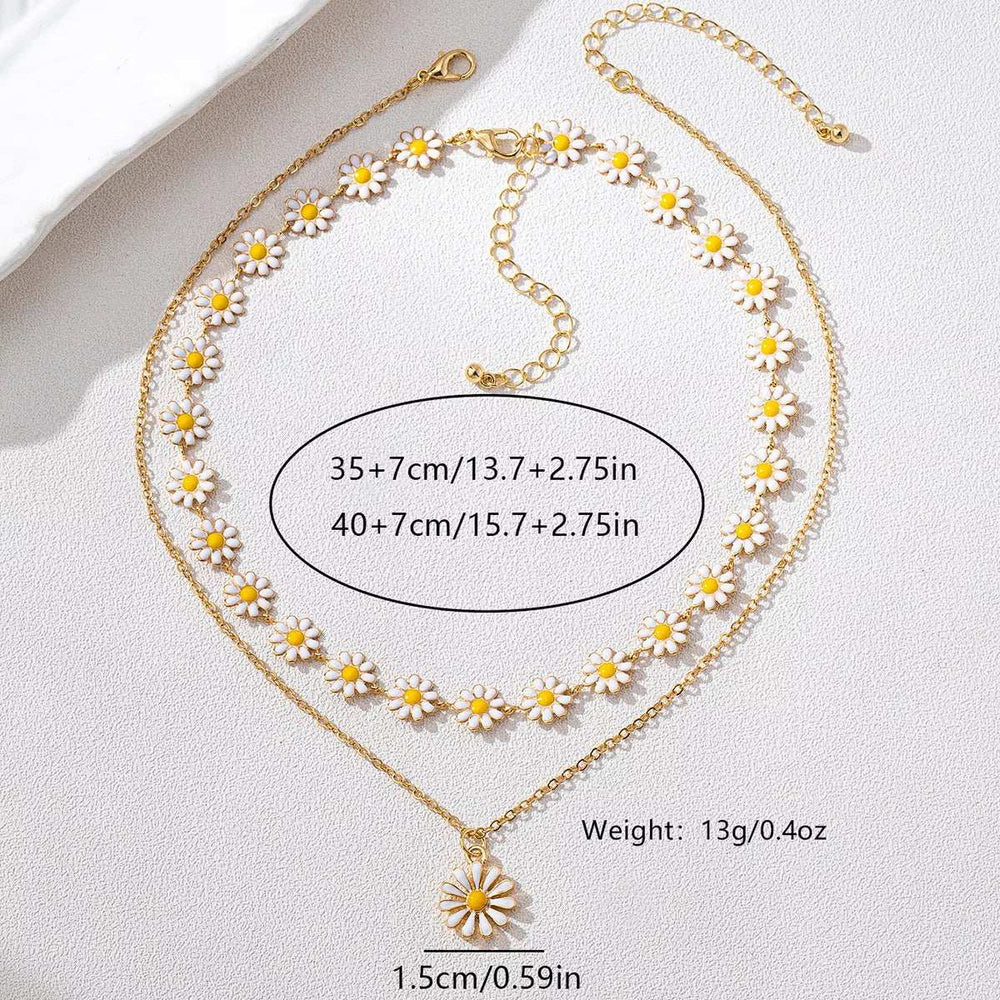2 Piece 18K Gold-Plated Daisy Necklace - Trendsi - Flyclothing LLC
