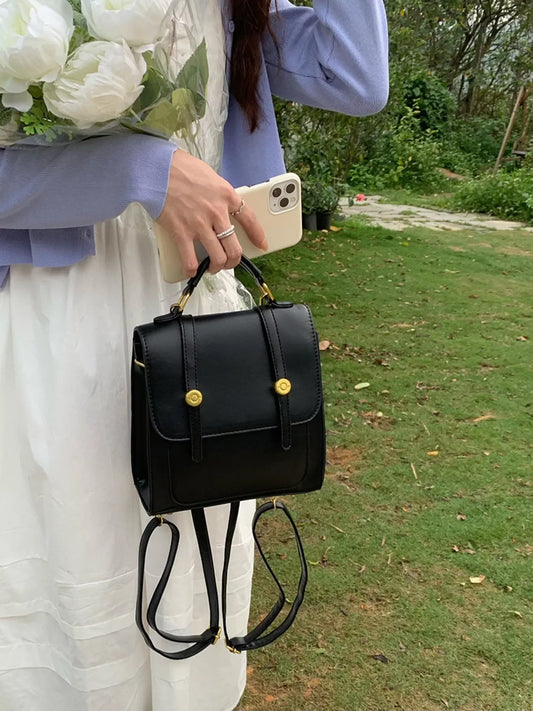 Top Handle Leather Backpack Bag - Trendsi - Flyclothing LLC