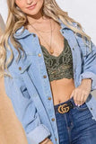 And The Why Button Front Flap Pocket Ripped Denim Jacket - Trendsi - Flyclothing LLC