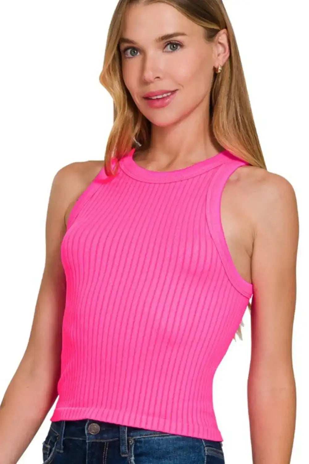 Zenana Seamless Ribbed Crop Tank - Trendsi - Flyclothing LLC