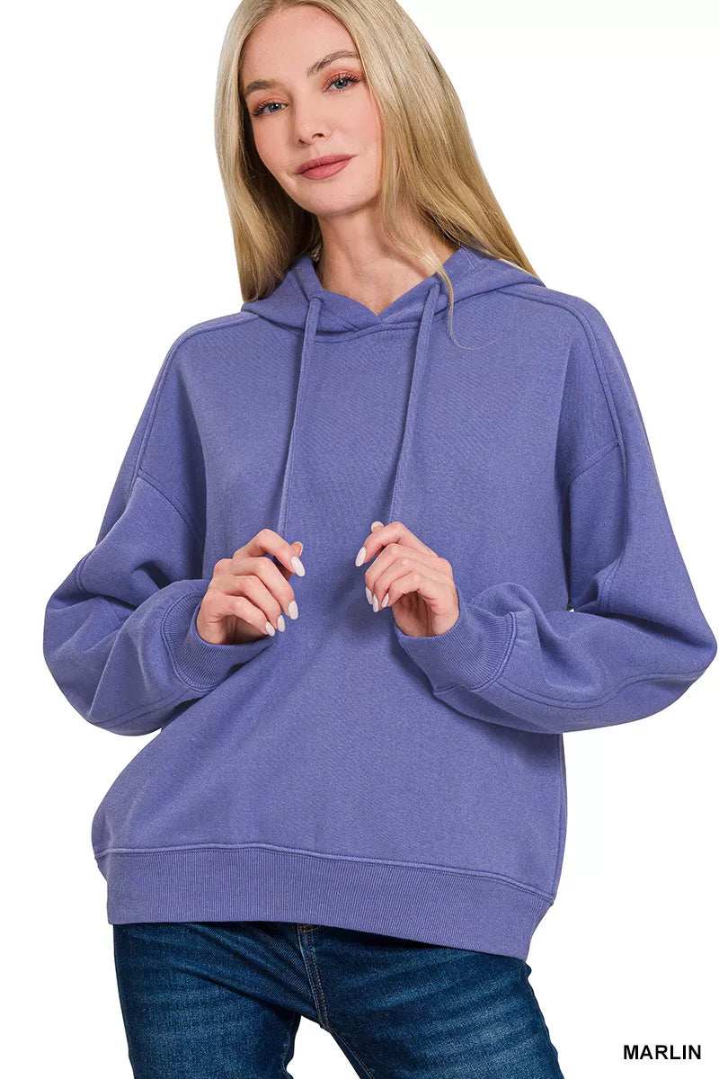 Zenana Drawstring Relaxed Fit Fleece Hoodie - Trendsi - Flyclothing LLC