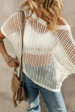 Openwork Round Neck Half Sleeve Knit Cover Up - Trendsi - Flyclothing LLC