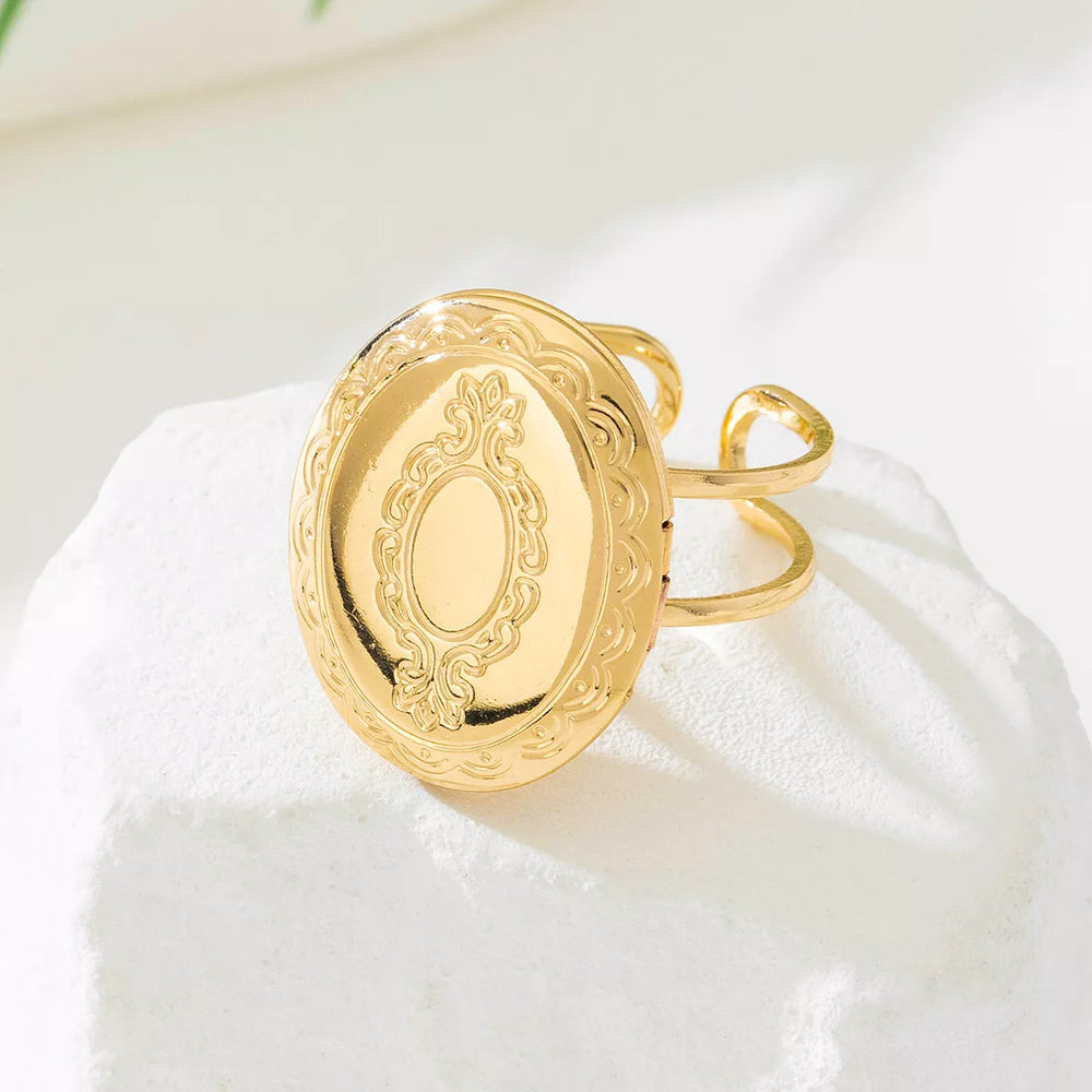 18K Gold-Plated Open Engraved Ring - Trendsi - Flyclothing LLC