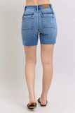 Judy Blue Full Size Mid Rise Bermudas Denim Shorts W/ Back Flap Pockets Plus Size - Trendsi - Flyclothing LLC