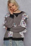 POL Round Neck Sweater with Floral Ruffle Detail - Trendsi - Flyclothing LLC