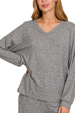 Zenana Soft Melange Long Sleeve Tee & Pants Set - Trendsi - Flyclothing LLC