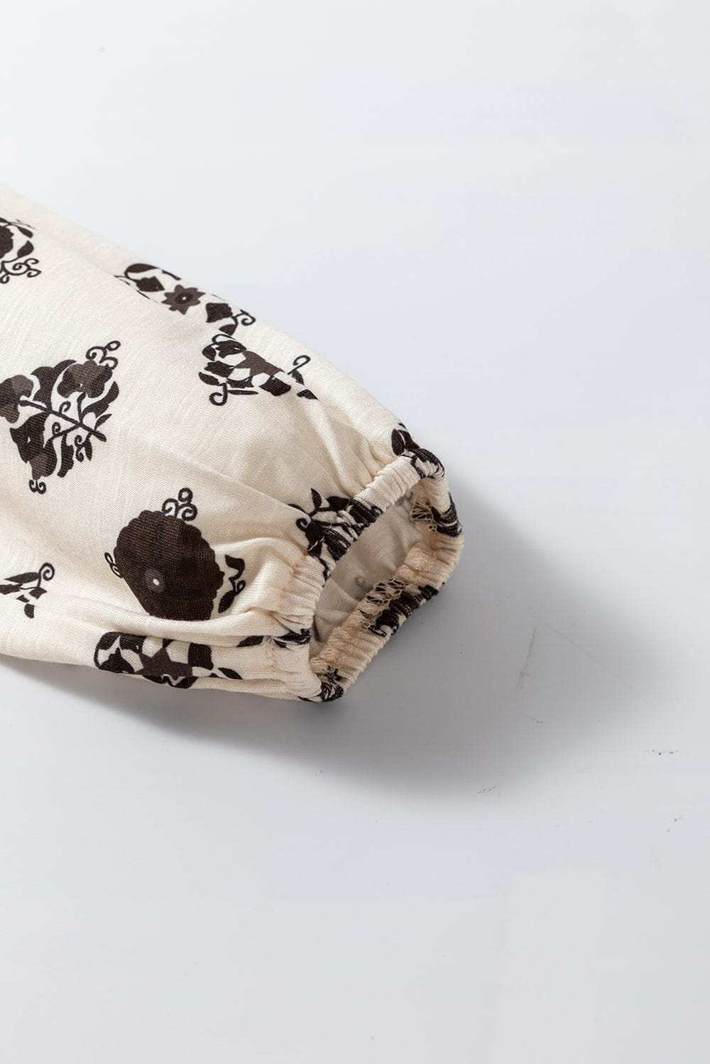 Printed Tie Neck Long Sleeve Blouse - Trendsi - Flyclothing LLC